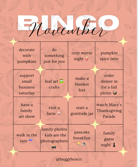 🍁 Family Fun This Fall: Our November Bingo Card Challenge!