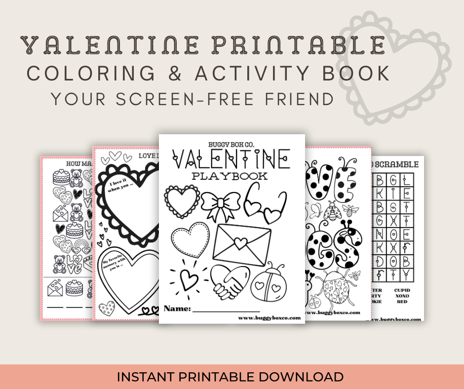 Valentine’s Day Activity Book for Kids I Printable Playbook I Screen-Free Valentine Activities I Instant Download